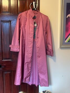 Vintage Rose Pink Long Trench Coat